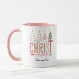 Modern Whimsical Pastel Merry Christ Mas Name Mugg