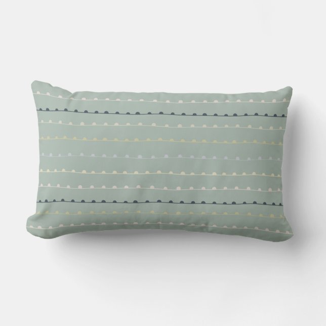 Modern Whimsical Rand Navy Pastel Seafoam Grönt Lumbarkudde (Framsida)