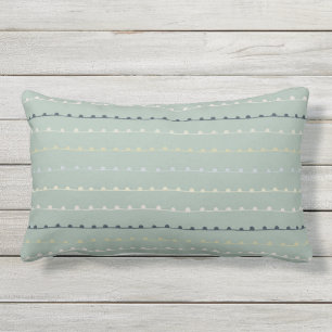Modern Whimsical Rand Navy Pastel Seafoam Grönt Lumbarkudde