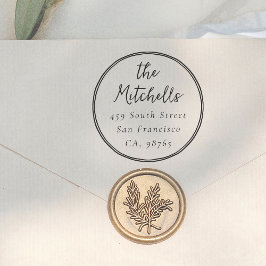 Modern Whimsical Round Wedding Return Address Stämpel