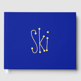 Modern Whimsical SKI Motto on Deep Royal Blue Gästböcker