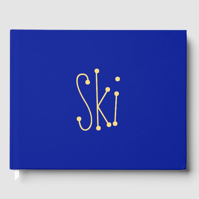 Modern Whimsical SKI Motto on Deep Royal Blue Gästböcker (Framsida)