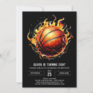 Modern Whimsical Sport Basketball Birthday Inbjudningar