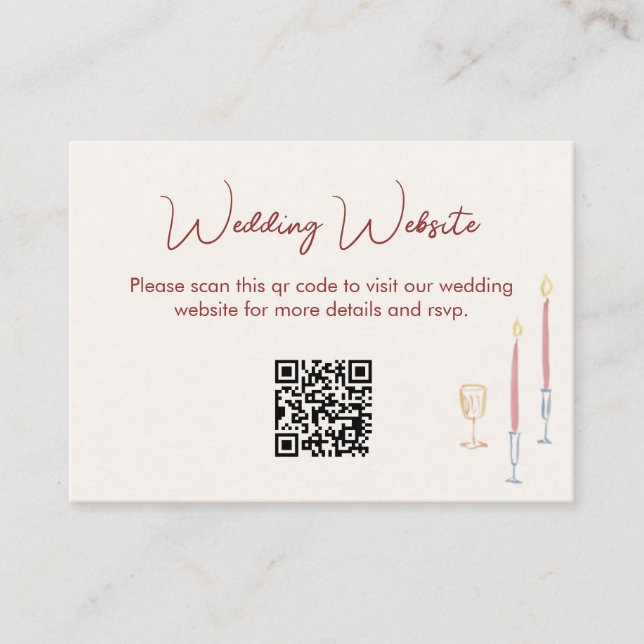 modern whimsical Wedding Website QR Code Enclosure Tilläggskort (Framsida)