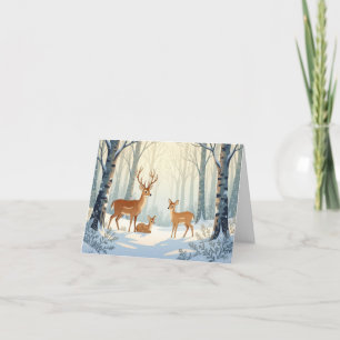Modern Whimsical Winter Hjort Family-Helgdag Tack Kort