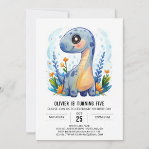 Modern Whimsisk Anpassningsbar Dinosaur Boy Birthd Inbjudningar