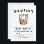 Modern Whiskey Glas Typografi Sjungmöhippa In Inbjudningar<br><div class="desc">Unik Modern Whiskey fetstil Typografi Sjungmöhippa Inbjudan</div>