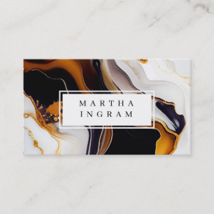 Modern White and Black and Golden Abstrakt Busine Visitkort