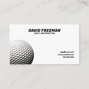 Modern White and Black Boll Golf Instructor Visitkort