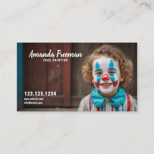 Modern White and Black Clown Ansikte Painter Visitkort