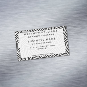 Modern White and Black Rand Collage Mönster Visitkortmagnet