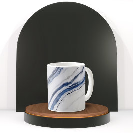Modern White and Blue Minimalist Marble Kaffemugg