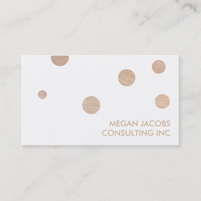 Modern White and Faux Guld Chic Confetti Dots Visitkort (Framsida)