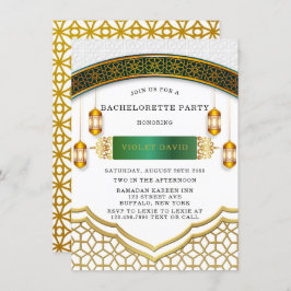 Modern White and Guld Islamic Bachelorette Party Inbjudningar