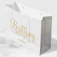 Modern White and Guld Personlig Bridesmaids
