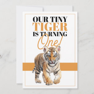 Modern White and Orange Vild Tiger Jungle Birthday Inbjudningar