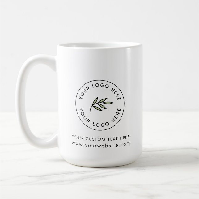 Modern White Anpassningsbar Logotyp Business Promo Kaffemugg (Vänster)