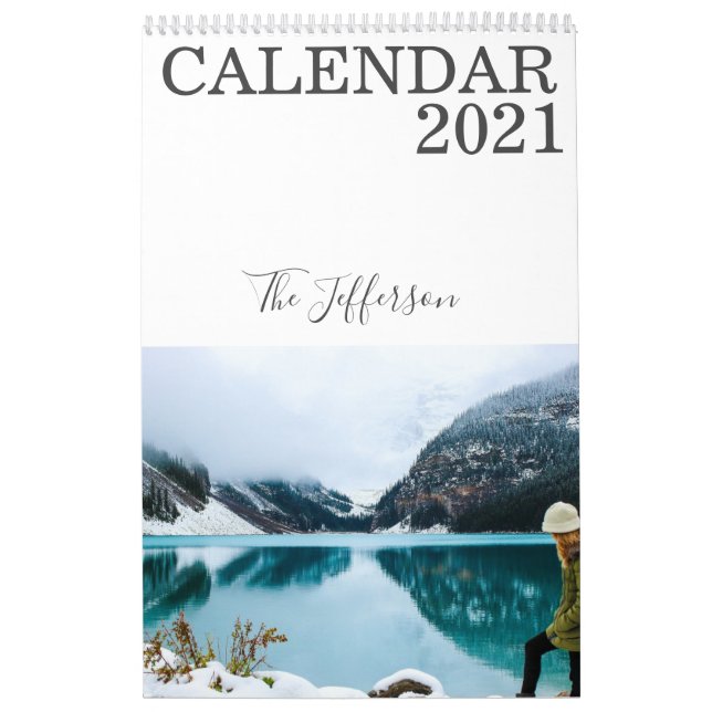 Modern White Anpassningsbar Photo 2021 Kalender (Omslag)