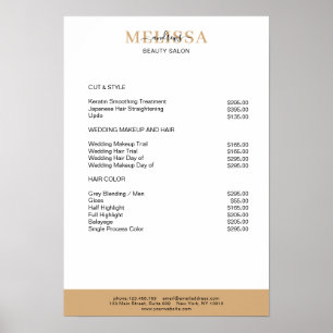Modern White Beige Brown Pris List Poster