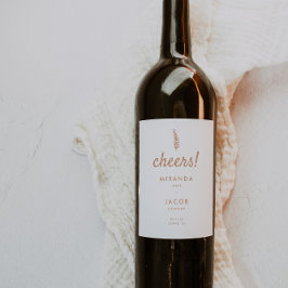 Modern White & Beige Handflatan Löv Bröllop Vinflaska Etikett