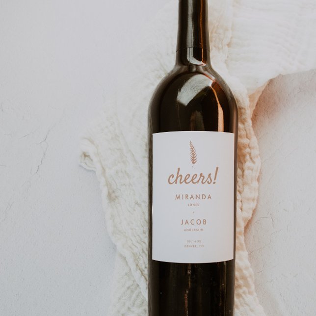 Modern White & Beige Handflatan Löv Bröllop Vinflaska Etikett (Skapare uppladdad)