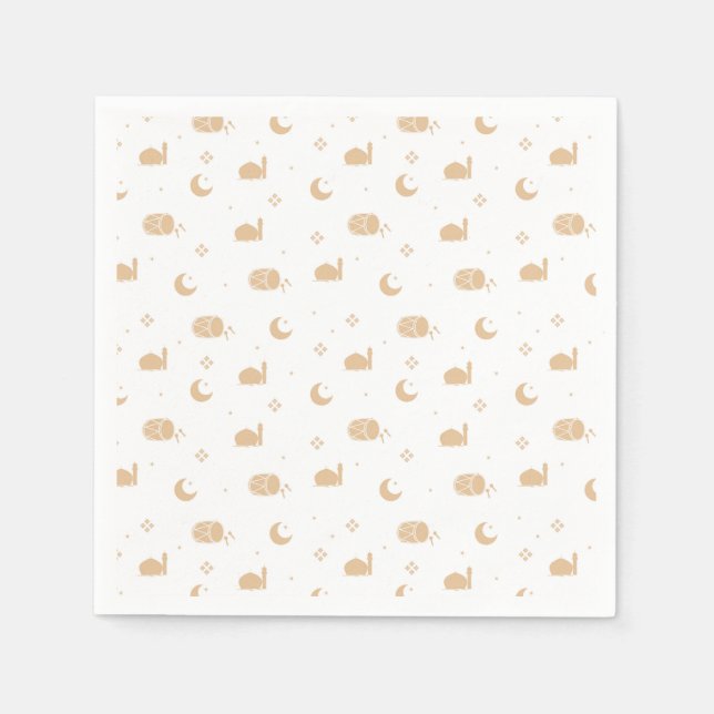 Modern White Beige Ramadan & Eid Napkins Pappersservett (Framsidan)