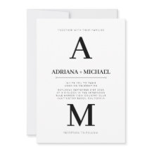 Modern White Black Bold Typography Bröllop-inbjuda