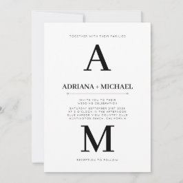 Modern White Black Bold Typography Bröllop-inbjuda Inbjudningar