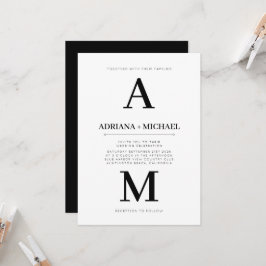 Modern White Black Bold Typography Bröllop-inbjuda Inbjudningar