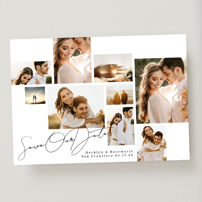 Modern White Black Collage 9 Multi Photo Spara Datumet (Skapare uppladdad)