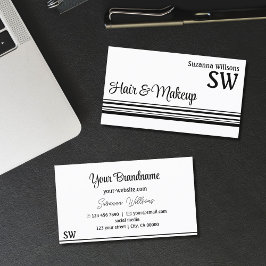 Modern White Black Rand med Monogram Snyggt Visitkort