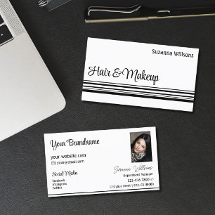 Modern White Black Rand med Photo Professionell Visitkort