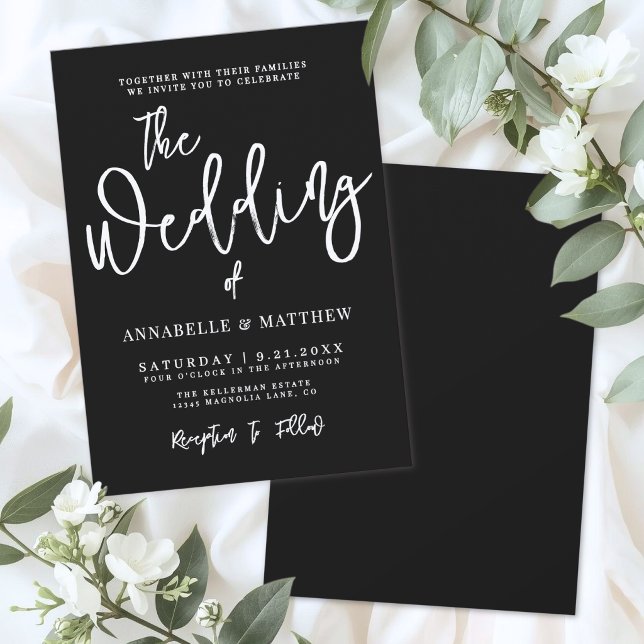 Modern White Black Simple Wedding Inbjudningar (Modern White Black Simple Wedding Invitation)