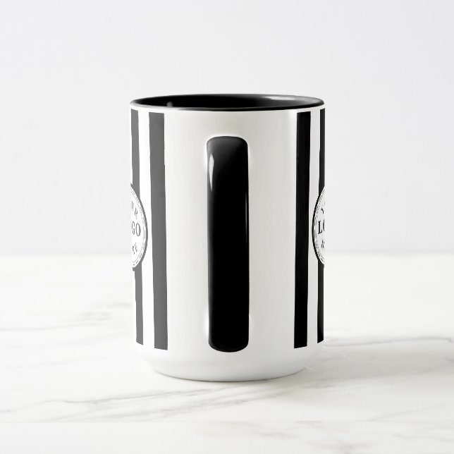 Modern White Black Stripe Custom Image Mugg (Handtag)