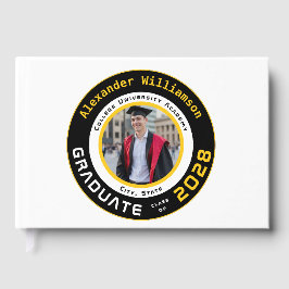 Modern White Black Yellow Graduation Photo Gästböcker