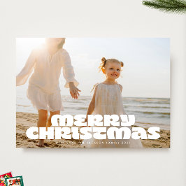 MODERN White BOLD God jul Typography Photo Julkort