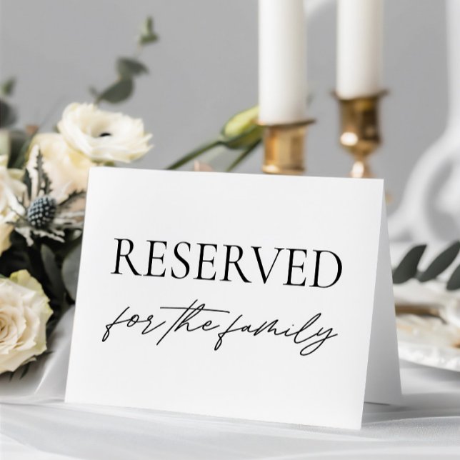 Modern White Bröllop Reserved Bord Tält Inbjudningar (Modern White Wedding Reserved Table Tent Sign)