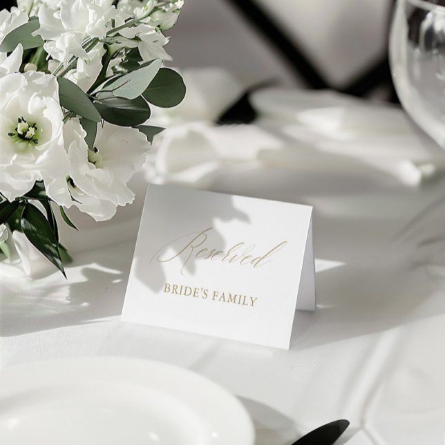 Modern White Bröllop Reserved Bord Tält Inbjudningar (Modern White Wedding Reserved Table Tent Sign)