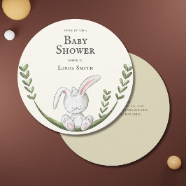 Modern White Bunny Baby Shower Party Inbjudningar
