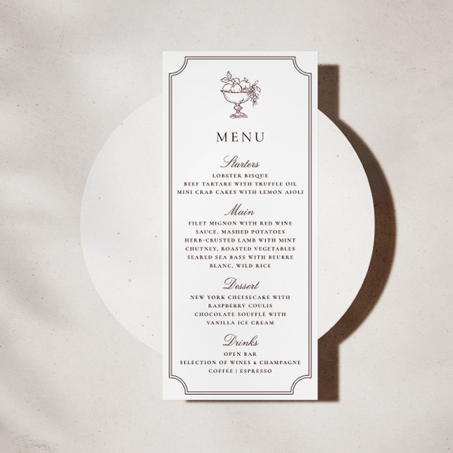 Modern White Burgundy Double Frame wedding  Menu Inbjudningar (Skapare uppladdad)