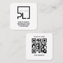 Modern White Custom Logo and QR Code Square Busine