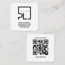 Modern White Custom Logo and QR Code Square Busine Fyrkantigt Visitkort