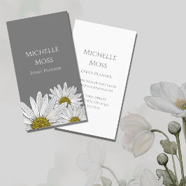 Modern White Daisys Trendig Blommigt Grått Visitkort