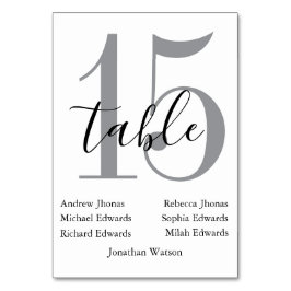 Modern  White Daytime Wedding Table Seating Chart  Bordsnummer