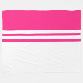 Modern White Dubbla Rand Candy Rosa Färg Block Fleecefilt