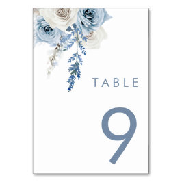 Modern White & Dusty Blue Bröllop Bordsnummer