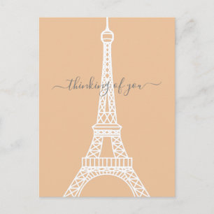 Modern White Eiffel Torn tänker på dig Vykort