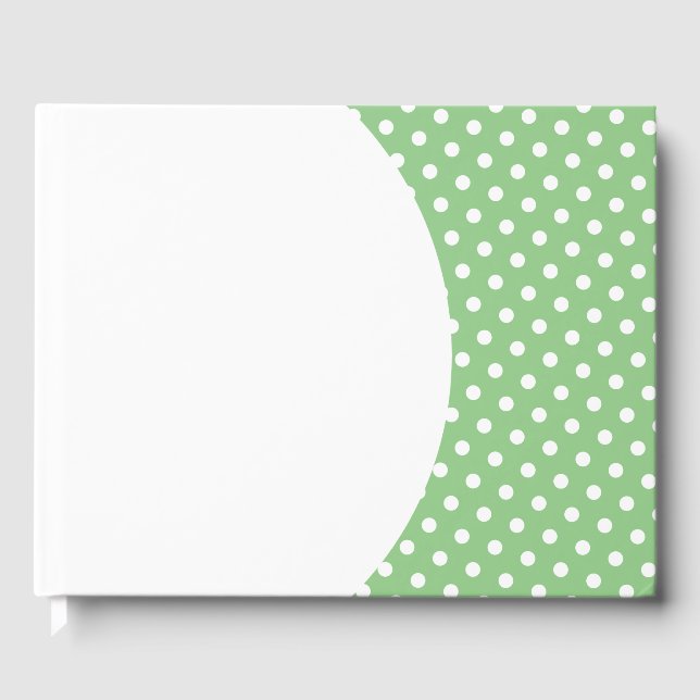 Modern White Färg Block Polka dots på Ljust grönt Gästböcker (Framsida)