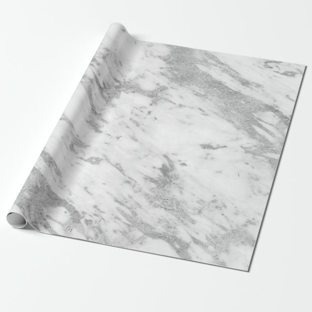 Modern White Faux Marble nr 4a Presentpapper (Utrullad)