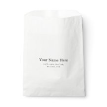 Modern White Favor Bag with Custom Text